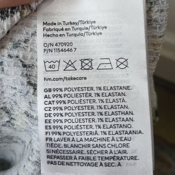 NWT H & M Floral Puff Sleeve Midi Dress Green Yellow Blue White - Picture 8 of 13